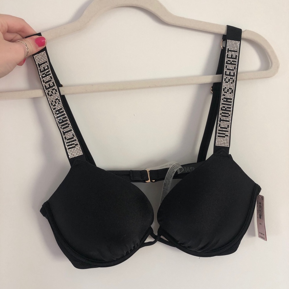 NWT Victoria secret shine sparkle rhinestone strap bikini top. 34C